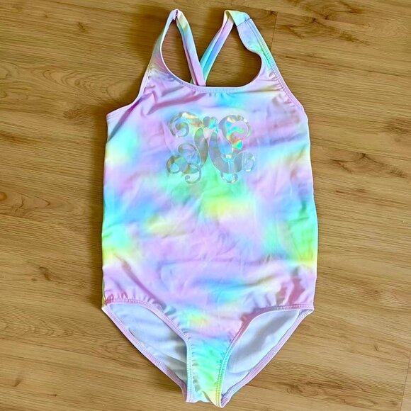 Juicy Couture coloured stripes & foil spot Piping Hot swimsuit Kid Size 12 - Picture 8 of 8